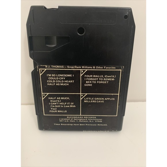 B.J. Thomas- Sings Hank Williams & Other Favorites-  8-Track Tape - Picture 2 of 4